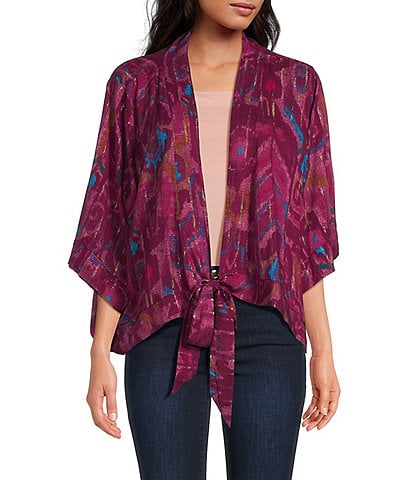 Anna & Ava Abstract Tie Front Kimono