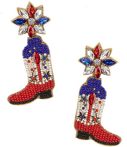 Anna & Ava Beaded Americana Boot Novelty Statement Drop Earrings