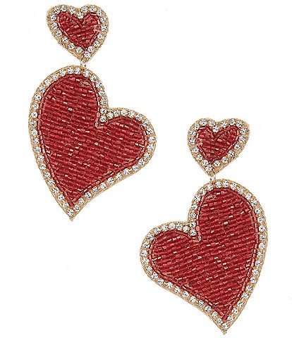 Abaodam 1 Pair Valentine's Day Earrings Beaded Drop Earrings Women Dangle  Earrings Heart Earrings for Women Ear Accessory Girls Jewelry Weddings  Heart