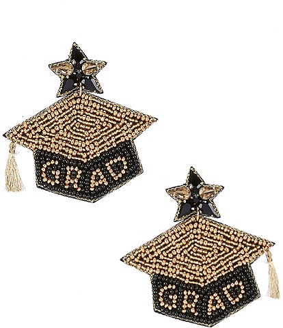 Anna & Ava Beaded Grad Hat Drop Earrings