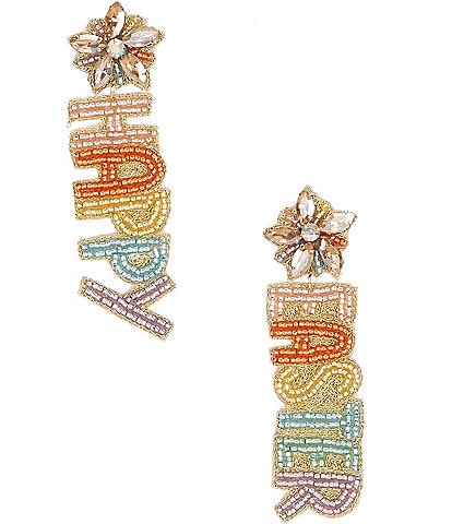 Anna & Ava Beaded Happy Easter Drop Statement Earrings
