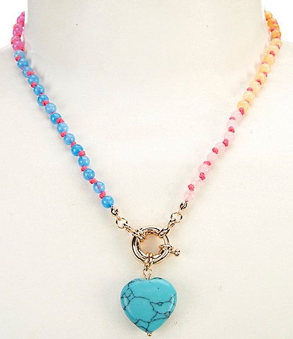 Anna & Ava Beaded Semi Precious Heart Short Pendant Necklace