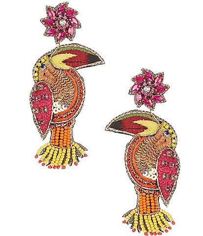 Anna & Ava Beaded Toucan Bird Drop Statement Earrings
