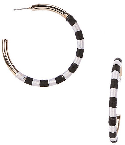 Anna & Ava Black and White Thread Wrapped Hoop Earrings
