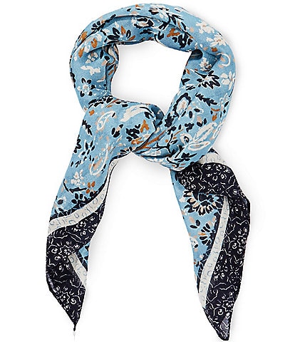 Anna & Ava Blue Floral Small Square Scarf