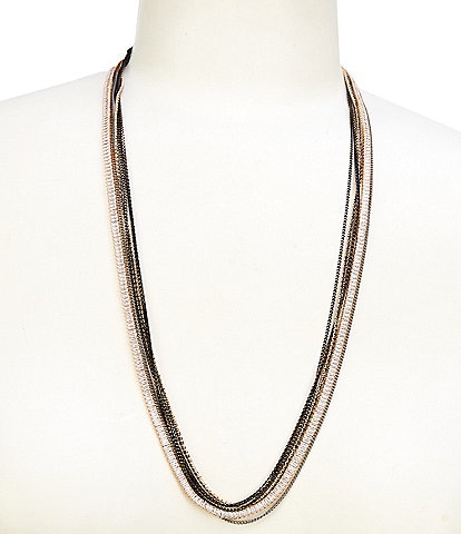 Anna & Ava Chain and Cubic Zirconia Stone Long Multi Strand Necklace