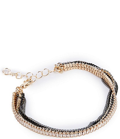 Anna & Ava Chain Cubic Zirconia Stone Multi-Strand Line Bracelet