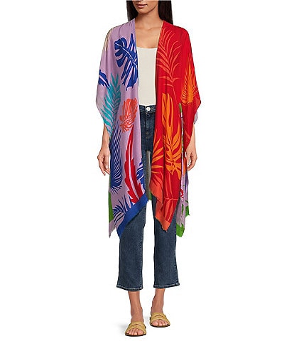 Anna & Ava Colorblock Tropical Print Kimono