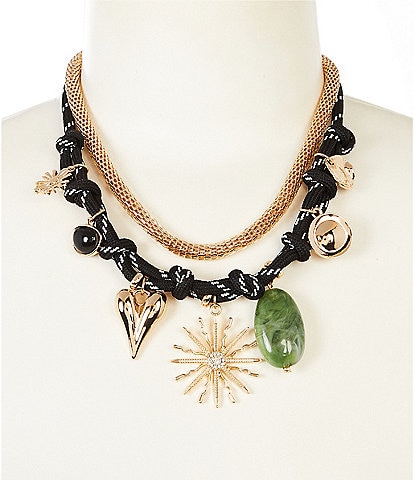 Anna & Ava Cord Charm Statement Collar Necklace