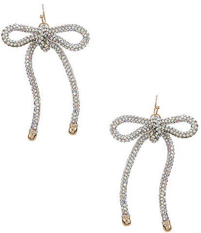 Anna & Ava Crystal Abalone Stone Tape Bow Drop Earrings