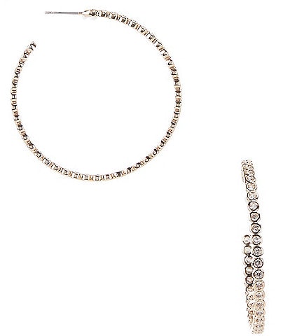 Anna & Ava Crystal CZ Delicate Metal Large Hoop Earrings