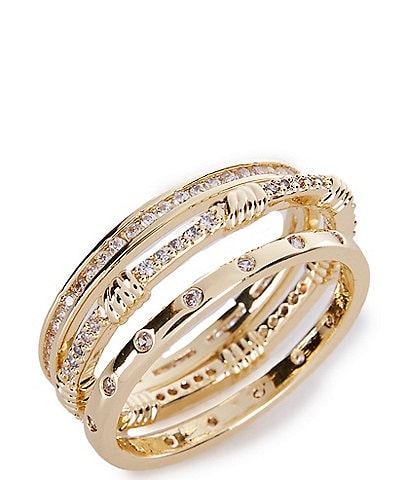 Anna & Ava Cubic Zirconia Stones Waterproof Stacked Ring Set