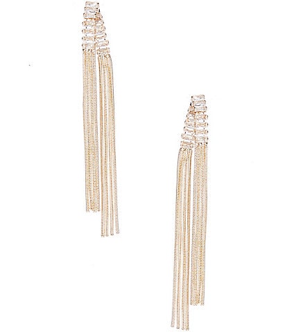 Anna & Ava Cubic Zirconia Stones with Chain Fringe Statement Drop Earrings