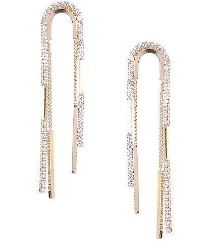 Anna & Ava CZ Rhinestone Chain Metal Bar Station Linear Earrings