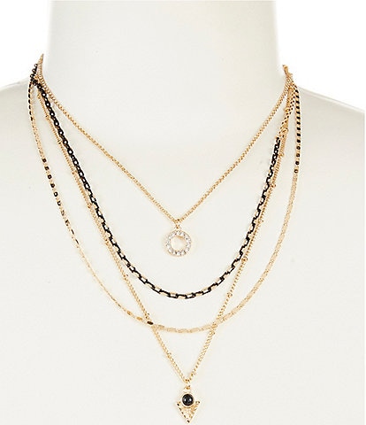 Anna & Ava Delicate Short Multi Strand Necklace with Charm