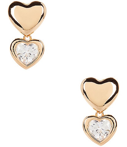 Anna & Ava Double Heart Cubic Zirconia Stone Drop Earrings