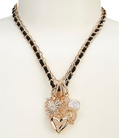 Anna & Ava Double Strand Charm Cluster Statement Necklace