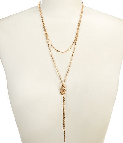 Anna & Ava Double Strand Delicate Y Necklace with Knot