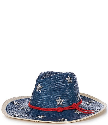 Anna & Ava Embellished Americana Straw Floppy Hat