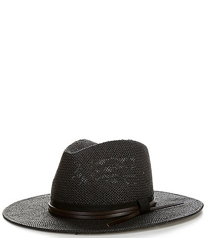 Anna & Ava Faux Leather Band Straw Fedora Hat