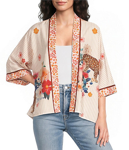 Anna & Ava Floral Leopard Color Block Ruana