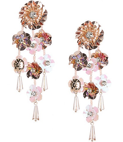 Anna & Ava Flower Crystal Cascade Drop Statement Earrings