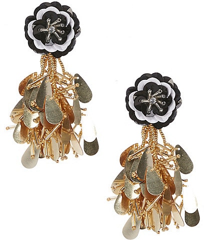 Anna & Ava Flower with Sequin Tassel Statement Drop Earrings