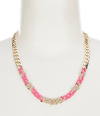 Anna & Ava Gold and Pink Crystal Chain Collar Necklace