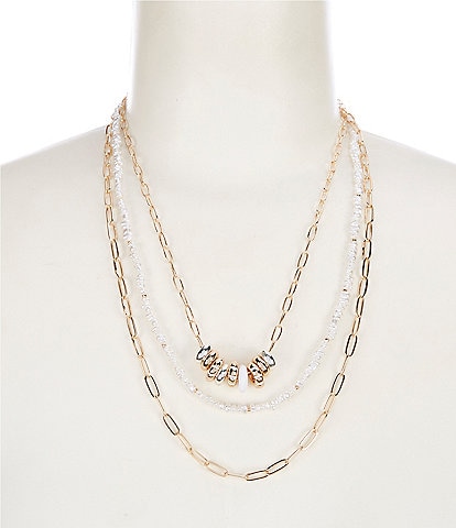 Anna & Ava Gold and Silver Pendants Pearl and Link Short Multi Strand Necklace