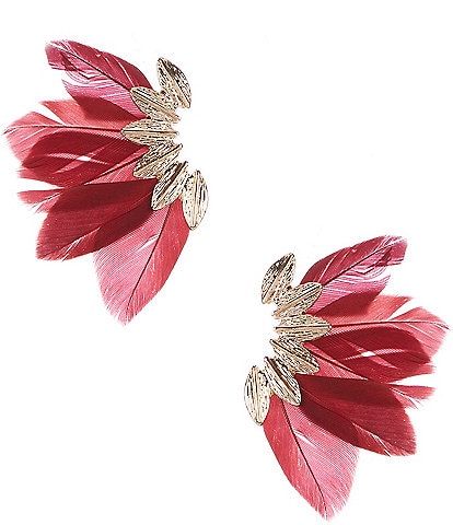 Anna & Ava Half Feather Fan Drop Earrings