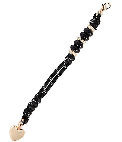 Anna & Ava Heart Charm Drop Jet Cord Multi CCB & Jet Bead Line Bracelet