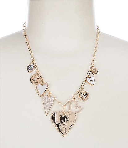 Anna & Ava Heart Charm Short Pendant Statement Necklace