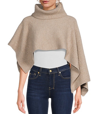 Anna & Ava High-Low Cropped Turtleneck Poncho