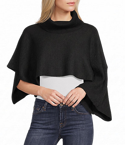Anna & Ava High-Low Cropped Turtleneck Poncho