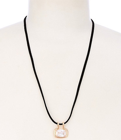 Anna & Ava Horizontal CZ Stone Cord Long Pendant Necklace