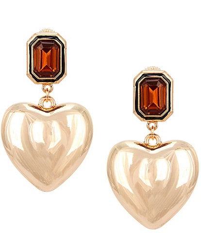 Anna & Ava Inset Stone Post Heart Statement Drop Earrings