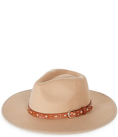 Anna & Ava Leather Stud Band Felt Fedora Hat