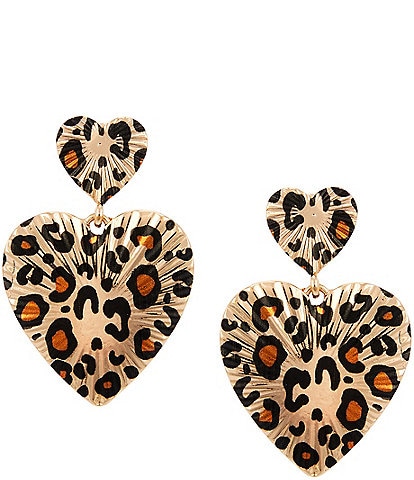 Anna & Ava Leopard Double Heart Drop Earrings