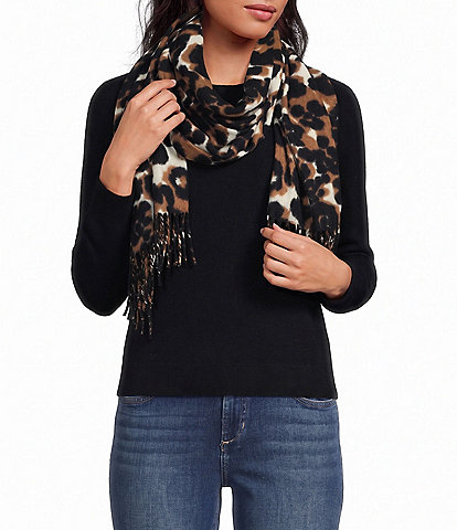 Anna & Ava Leopard Fringe Scarf Wrap