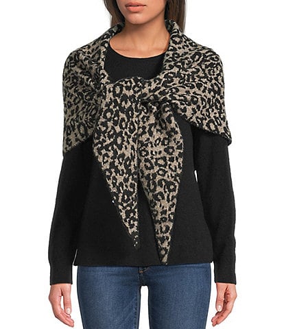 Anna & Ava Leopard Print Knit Triangle Scarf
