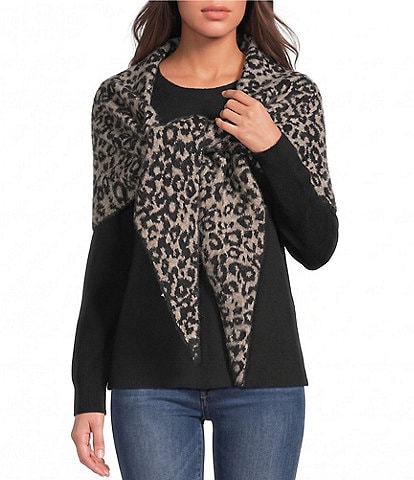 Anna & Ava Leopard Print Knit Triangle Scarf