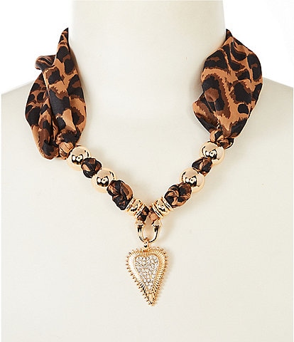 Anna & Ava Leopard Scarf Collar Charm Statment Necklace
