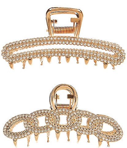 Anna & Ava Link Oval Crystal Jaw Clips, 2 Pack