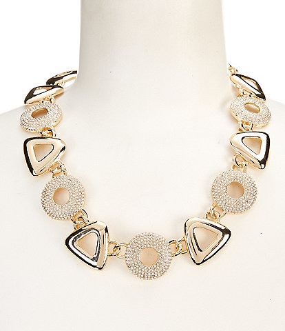 Anna & Ava Metal and Pave Shape Crystal Statement Necklace