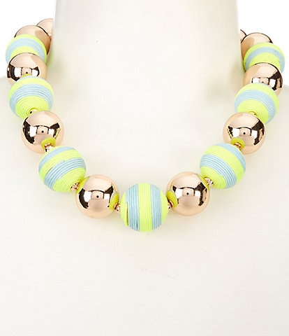 Anna & Ava Metal and Thread Wrapped Ball Statement Necklace