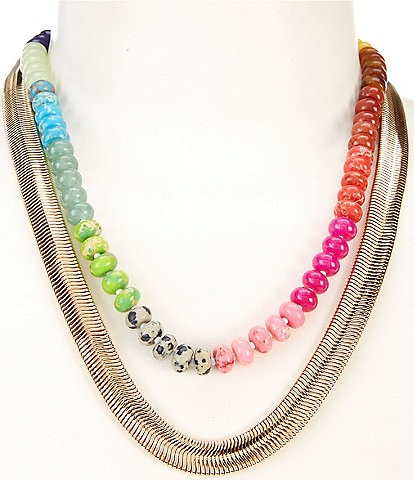 Anna & Ava Multi Colored Stone and Snake Chain Collar Necklace Set