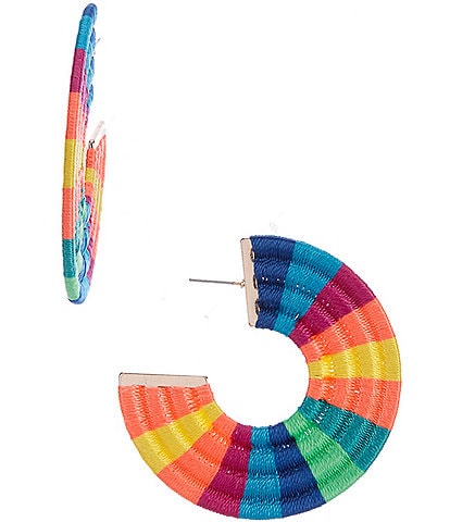 Anna & Ava Multi Colored Thread Wrapped Thick Hoop Earrings