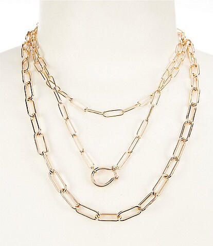 Anna Ava Multi Layer Paperclip Chain Necklace - Gold