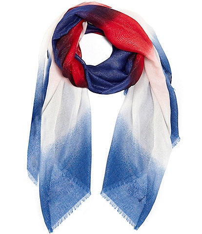 Anna & Ava Ombre Red, White, & Blue Oblong Scarf