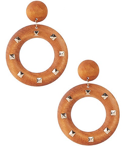 Anna & Ava Oversized Oval Wood Stud Orbital Statement Earrings